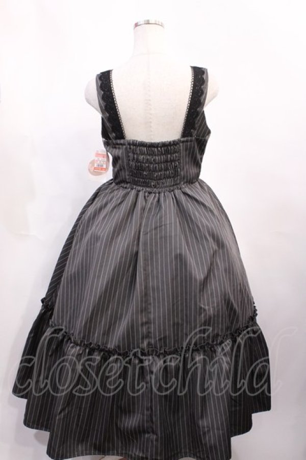 画像2: m petit by misako / TT*AOKストライプジャンパースカート L グレー H-26-02-17-1002-LO-OP-NS-ZH (2)