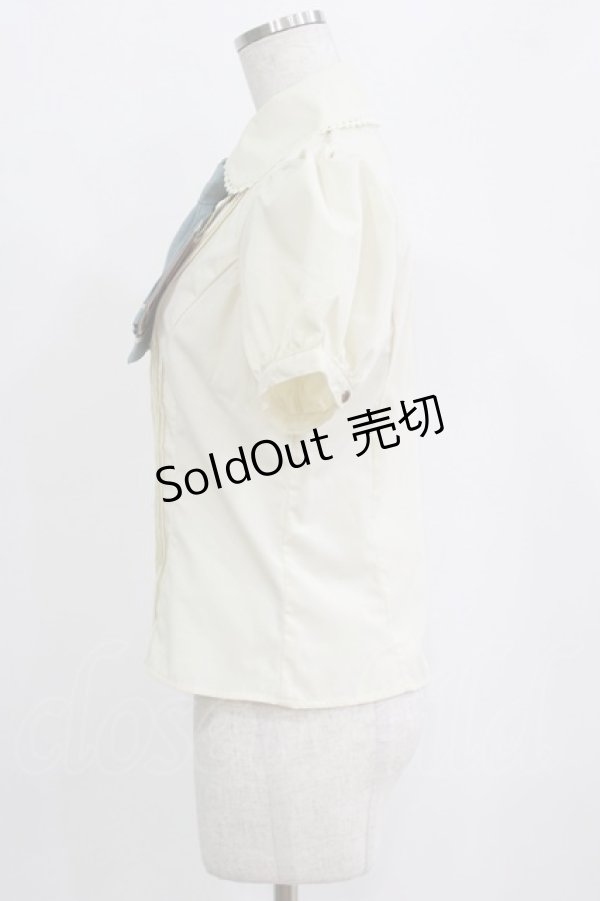 画像2: Kurumi Collaboration / マリンアカデミアブラウス S アイボリー×サックス H-26-02-17-001-GO-BL-KB-ZH (2)