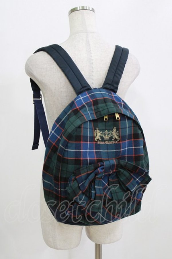 画像1: Jane Marple / タータンチェックリュックサック  グリーン×ネイビーチェック H-26-02-17-052-JM-BG-KB-ZH (1)