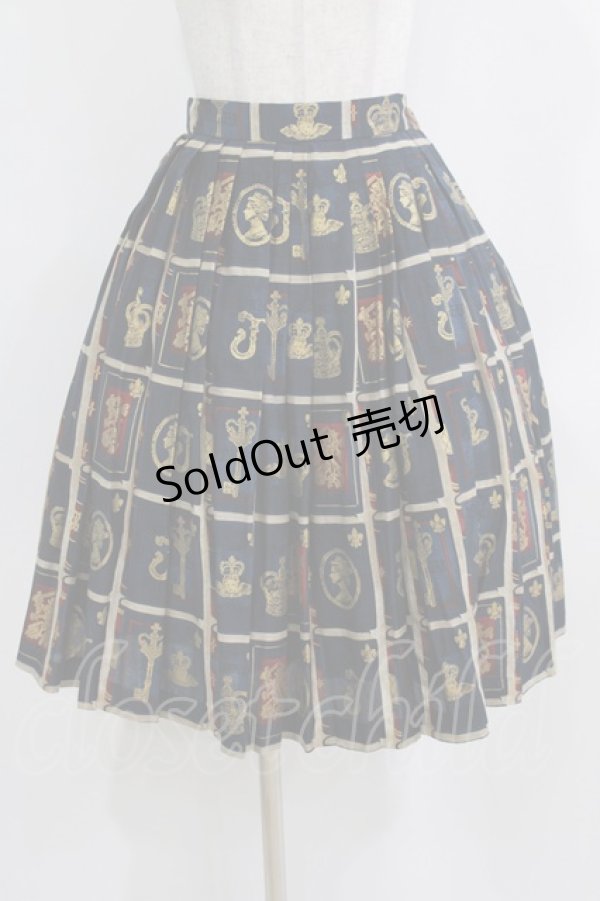 画像1: Jane Marple / ロイヤルライブラリーのミドルスカート  ネイビー H-26-02-17-013-JM-SK-KB-ZH (1)