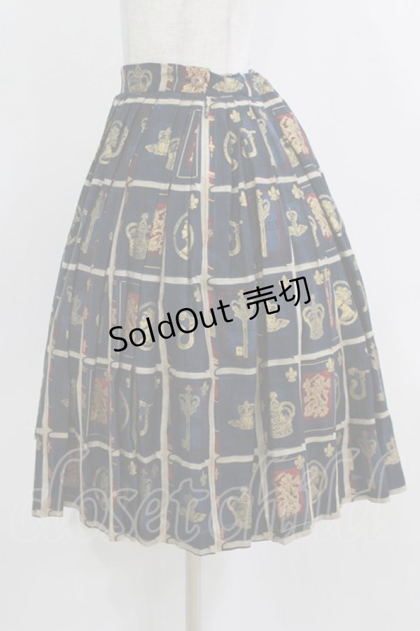 画像2: Jane Marple / ロイヤルライブラリーのミドルスカート  ネイビー H-26-02-17-013-JM-SK-KB-ZH (2)