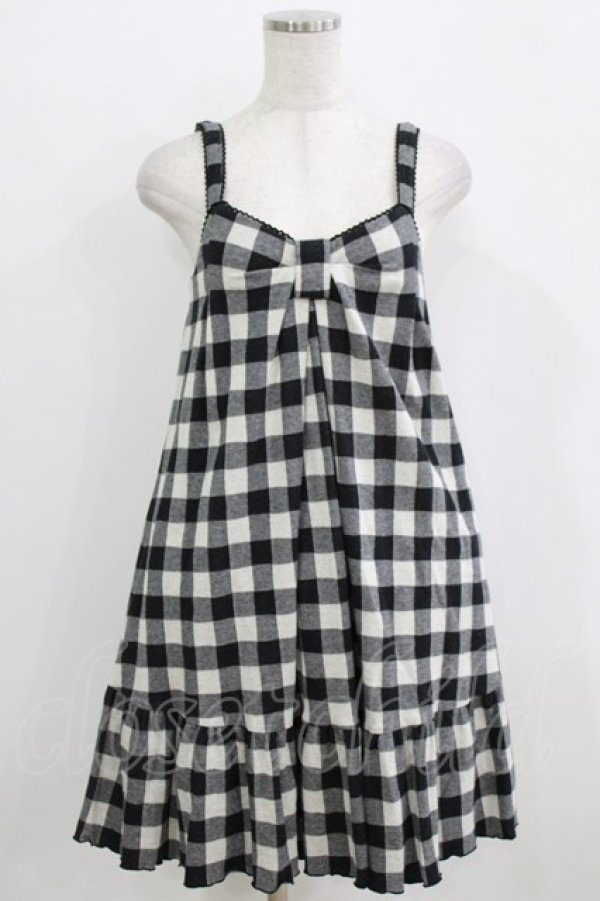 画像1: Emily Temple cute / ギンガムチェックノースリーブワンピース  ブラック H-26-02-17-014-ET-OP-KB-ZH (1)