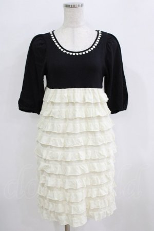 画像: Emily Temple cute / 切替フリルワンピース  クロ×オフ H-26-02-17-015-ET-OP-KB-ZH