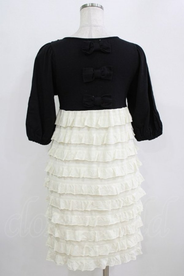 画像3: Emily Temple cute / 切替フリルワンピース  クロ×オフ H-26-02-17-015-ET-OP-KB-ZH (3)