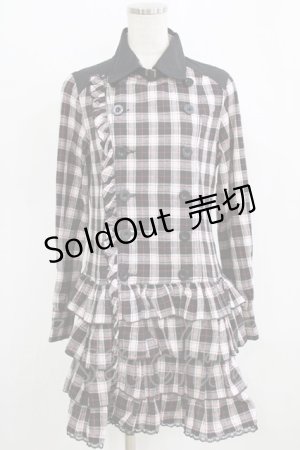 画像: ALGONQUINS / チェックフリルジャケットワンピース F 白×黒×赤 H-26-02-17-019-AL-OP-AK-ZH