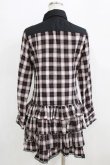 画像3: ALGONQUINS / チェックフリルジャケットワンピース F 白×黒×赤 H-26-02-17-019-AL-OP-AK-ZH (3)