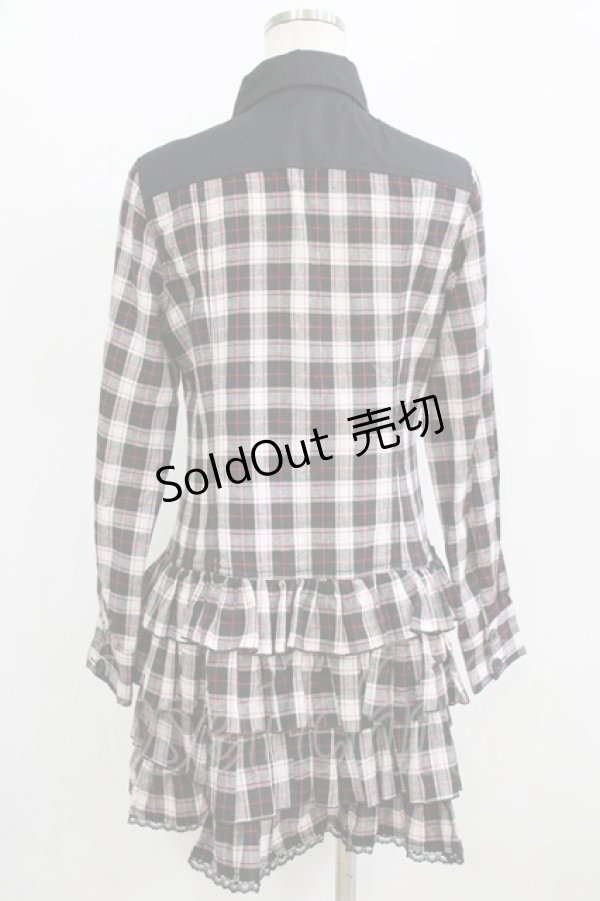 画像3: ALGONQUINS / チェックフリルジャケットワンピース F 白×黒×赤 H-26-02-17-019-AL-OP-AK-ZH (3)