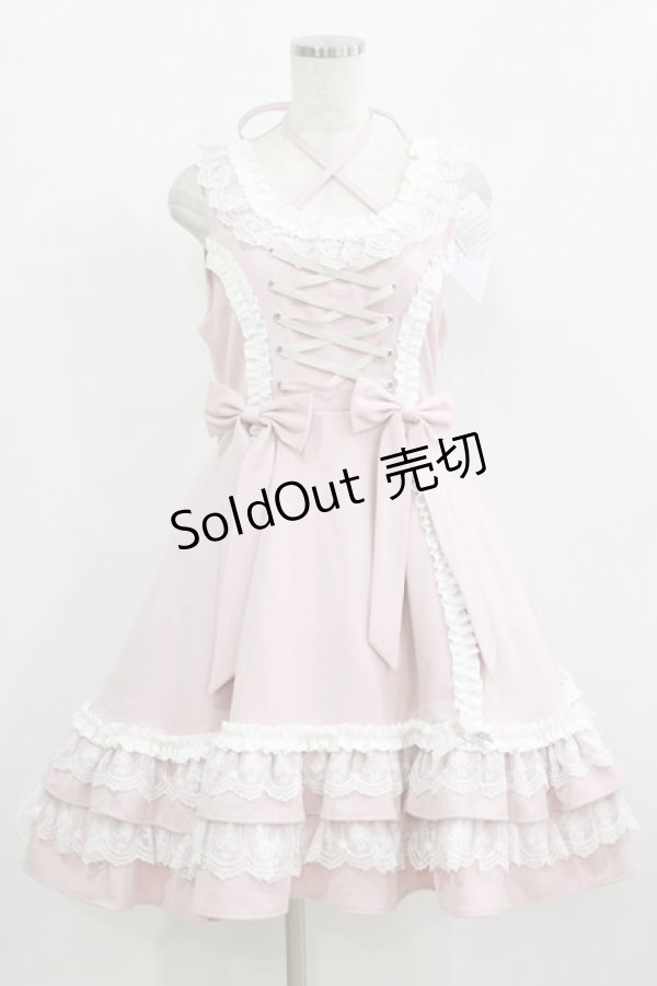 画像1: DearMyLove / ミルフィーユフリルジャンパースカート M ピンク H-26-02-18-001-0-OP-NS-ZH (1)