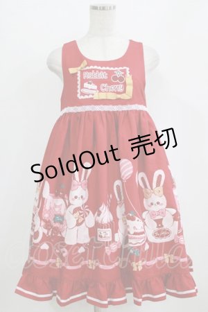 画像: To Alice / チェリーラビットジャンパースカート S レッド H-26-02-18-024-LO-OP-NS-ZH