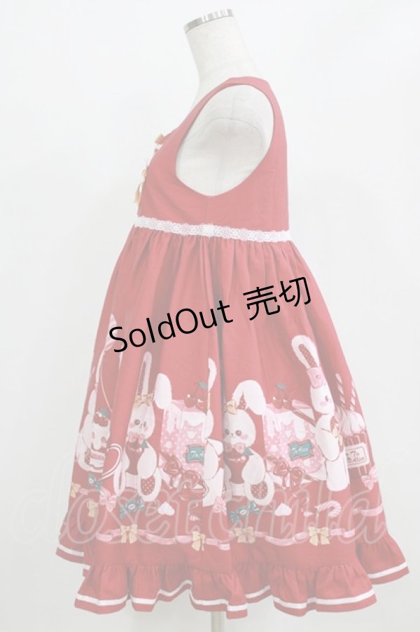 画像2: To Alice / チェリーラビットジャンパースカート S レッド H-26-02-18-024-LO-OP-NS-ZH (2)