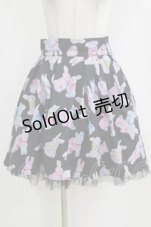画像: Honey Cinnamon / うさぎ柄スカート Free ブラック H-26-02-18-030-LO-SK-NS-ZH