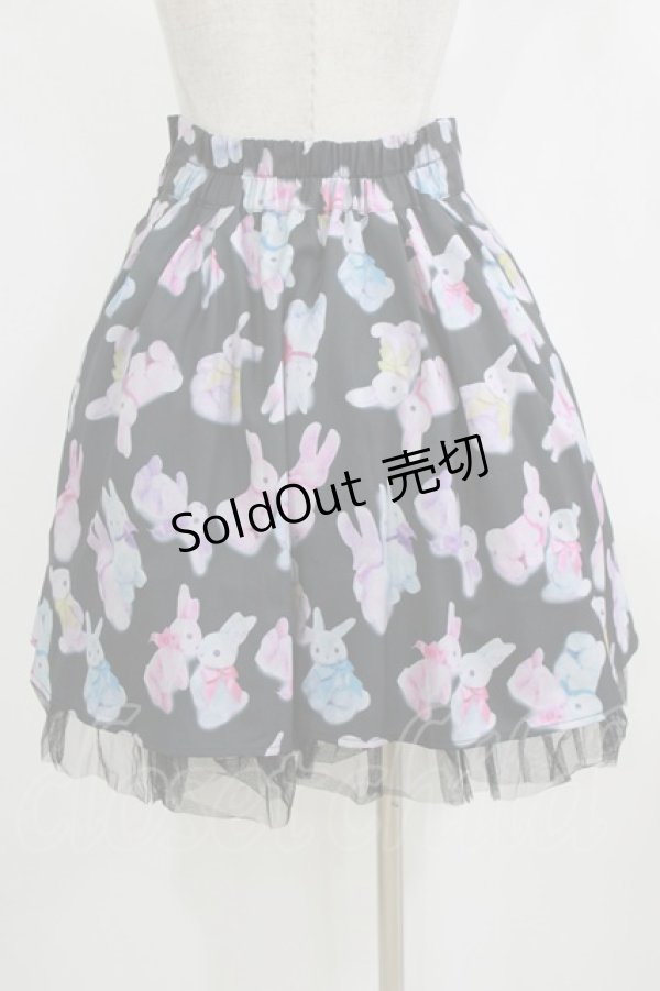 画像3: Honey Cinnamon / うさぎ柄スカート Free ブラック H-26-02-18-030-LO-SK-NS-ZH (3)