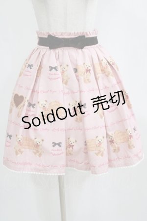 画像: Ank Rouge / くま＆ビスケット柄スカート M ピンク H-26-02-18-031-CA-SK-NS-ZH