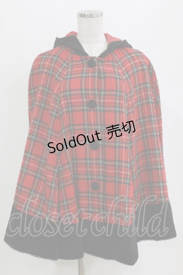 画像1: metamorphose / ロイヤルチェックマント Free レッド H-26-02-18-042-ME-JA-NS-ZH (1)