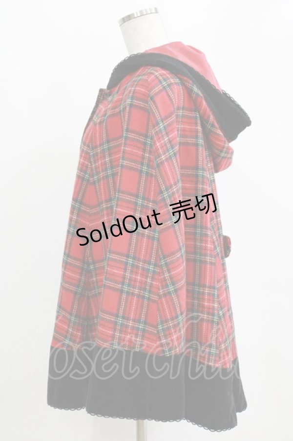 画像2: metamorphose / ロイヤルチェックマント Free レッド H-26-02-18-042-ME-JA-NS-ZH (2)