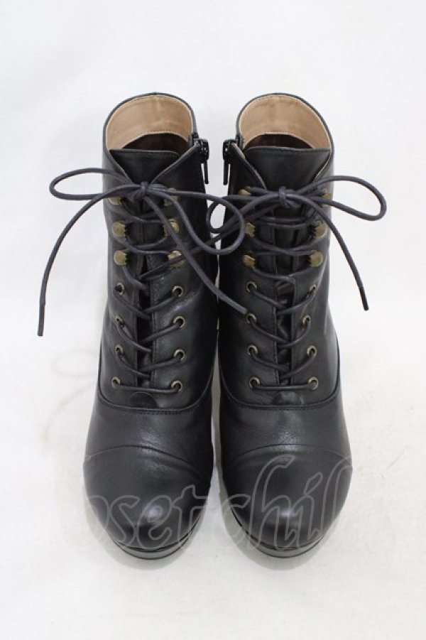 画像1: あしながおじさん / ショートブーツ 24 ブラック H-26-02-18-1001-PU-SH-KB-ZH (1)