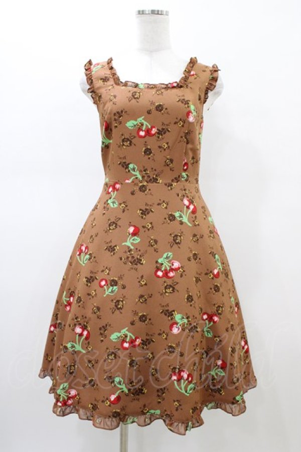 画像1: MILK / チェリーローズワンピース  キャラメル H-26-02-18-1037-ML-OP-KB-ZH (1)