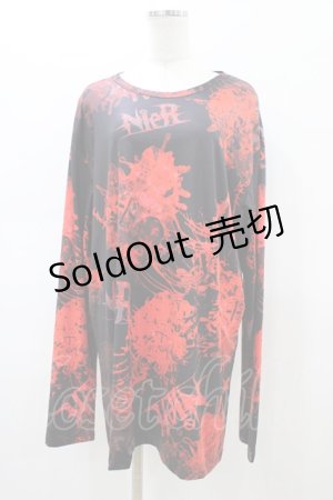 画像: NieR Clothing / プリントLONG CUTSEW  ブラック×レッド H-26-02-18-1045-PU-TO-KB-ZH