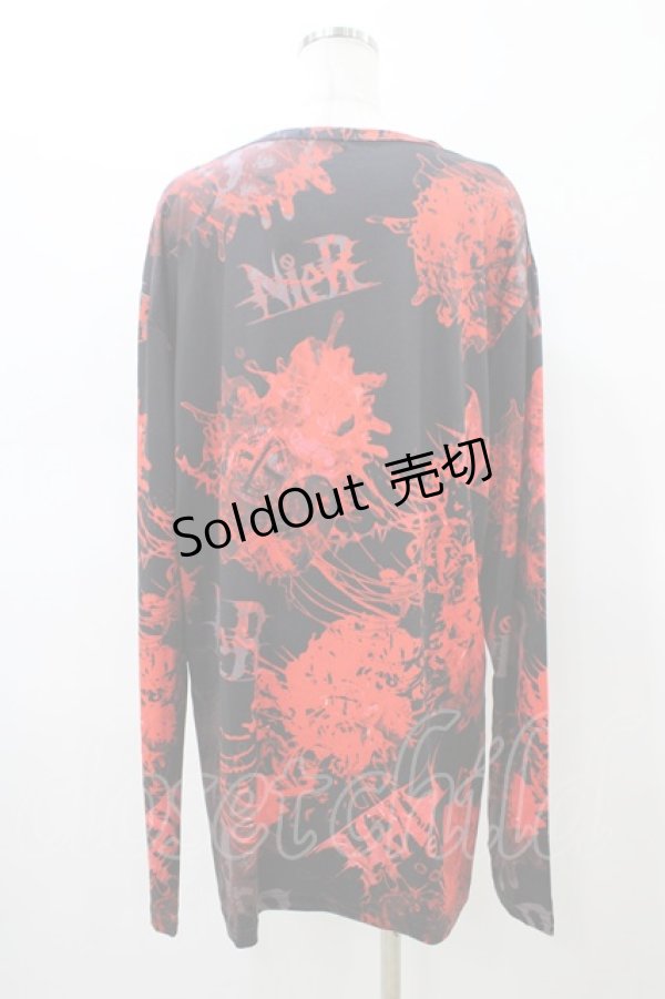 画像2: NieR Clothing / プリントLONG CUTSEW  ブラック×レッド H-26-02-18-1045-PU-TO-KB-ZH (2)