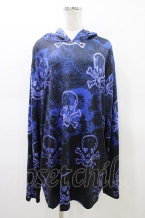 画像: NieR Clothing / プリントプルパーカー F ブラック×ブルー H-26-02-18-1046-PU-TO-KB-ZH