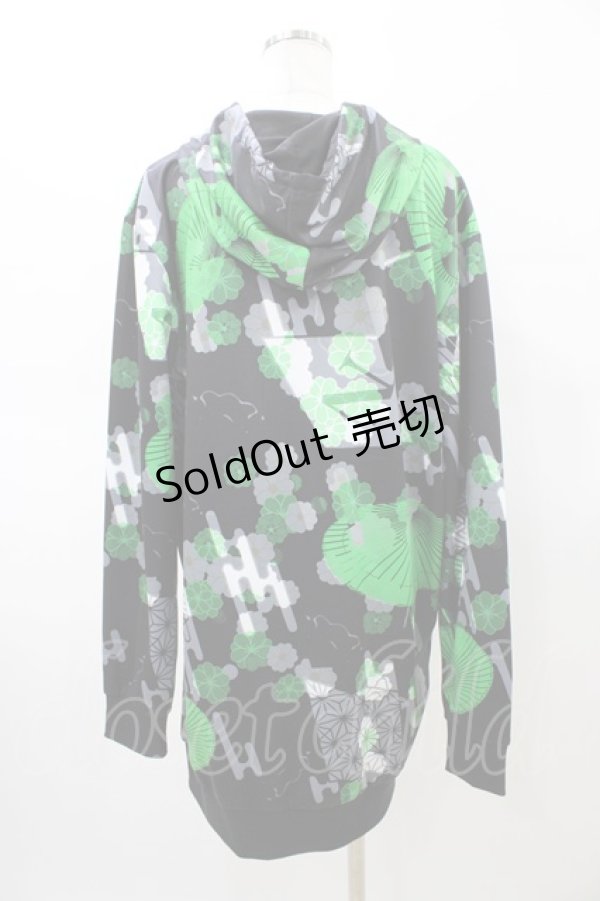 画像2: NieR Clothing / 総柄ZIPパーカー  ブラック H-26-02-18-1048-PU-TO-KB-ZH (2)