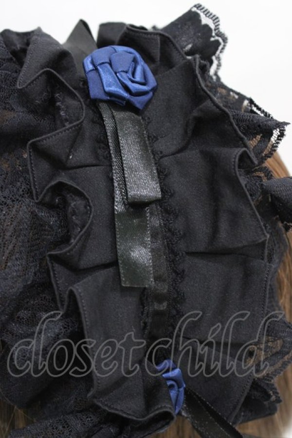 画像3: MARBLE / サテンバラ付きタックプリーツヘッドドレス  黒×青 H-26-02-18-1005-GO-AC-KB-ZH (3)