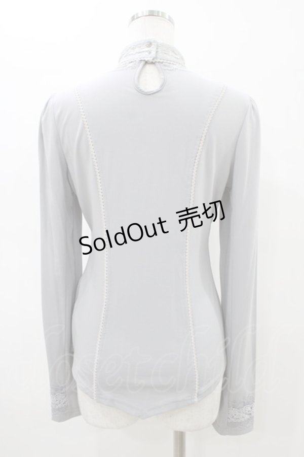 画像2: OZZ ANGELO / レース切替ハイネックカットソー  グレー H-26-02-18-1054-OO-TO-KB-ZH (2)