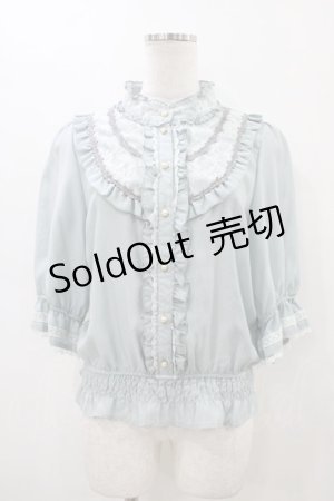 画像: axes femme / ヨーク切替シャーリングブラウス  サックス H-26-02-18-1056-AX-BL-KB-ZH