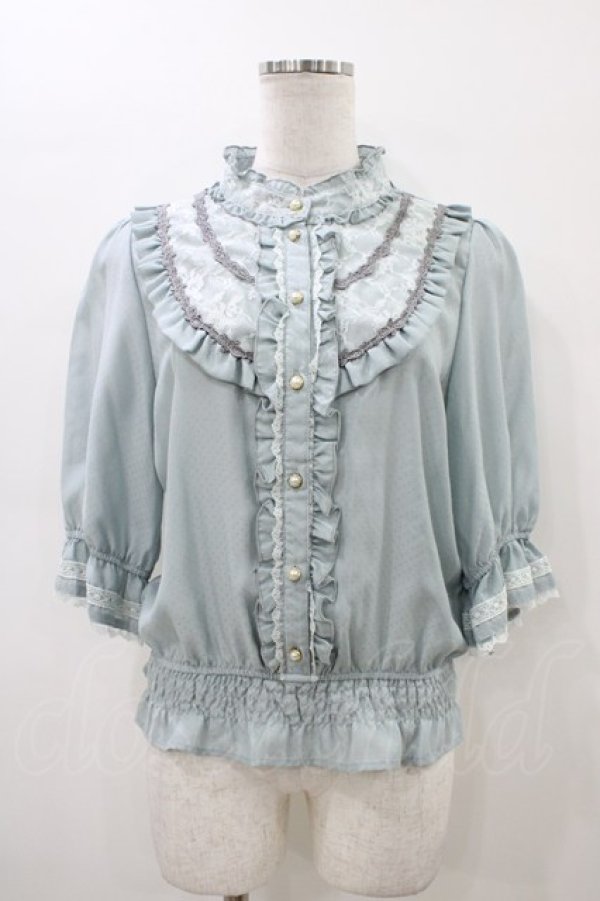 画像1: axes femme / ヨーク切替シャーリングブラウス  サックス H-26-02-18-1056-AX-BL-KB-ZH (1)