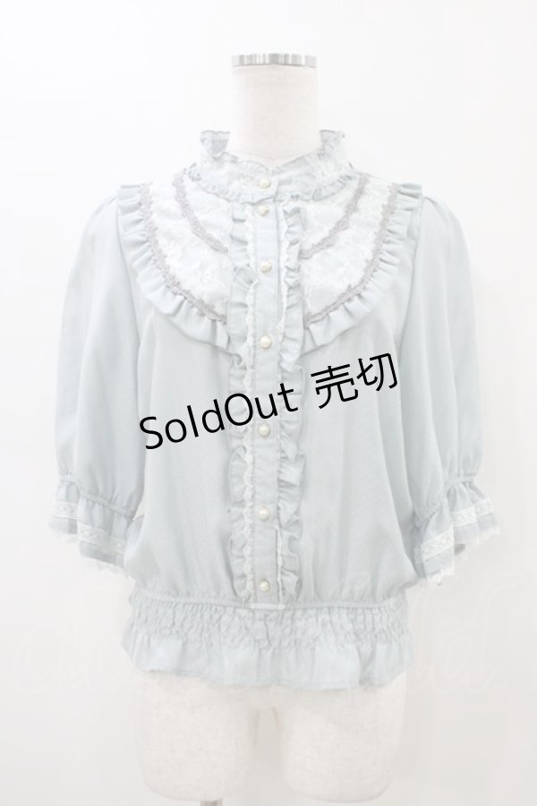 画像1: axes femme / ヨーク切替シャーリングブラウス  サックス H-26-02-18-1056-AX-BL-KB-ZH (1)