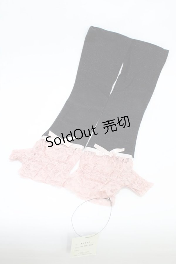 画像1: ALGONQUINS / レース切替ラメアームカバー  黒×ピンク H-26-02-18-1007-AL-ZA-AK-ZH (1)