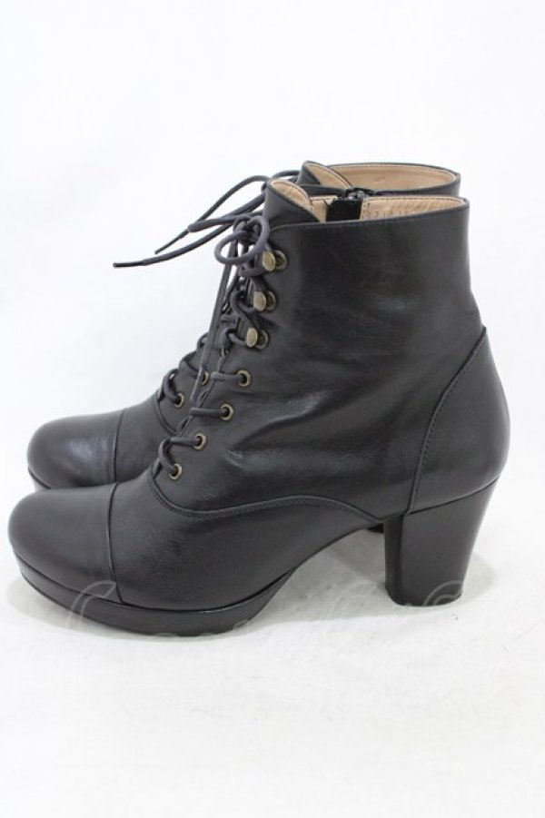 画像2: あしながおじさん / ショートブーツ 24 ブラック H-26-02-18-1001-PU-SH-KB-ZH (2)