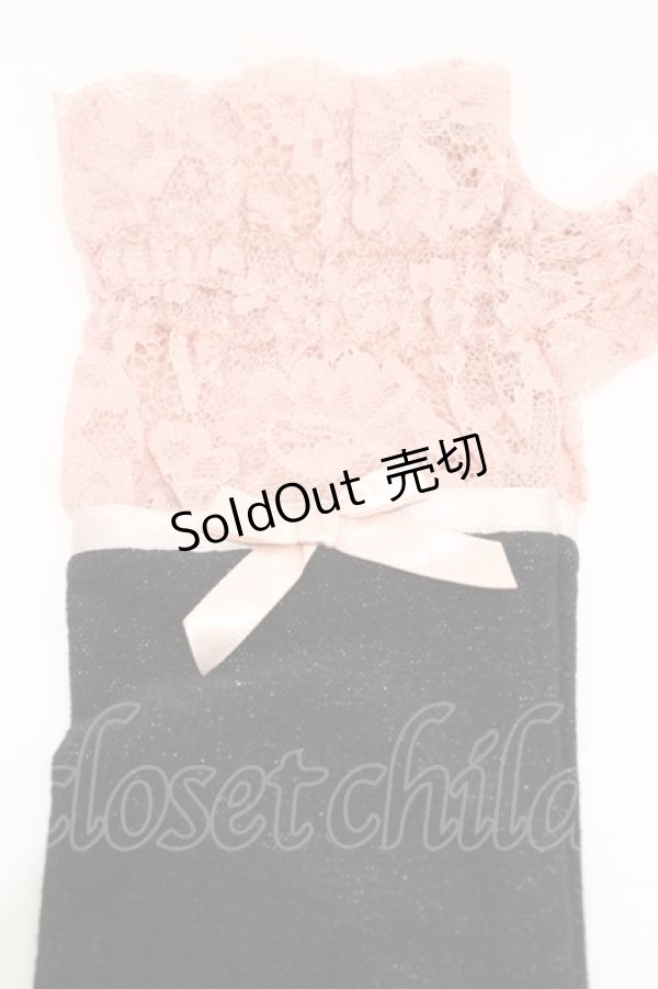 画像2: ALGONQUINS / レース切替ラメアームカバー  黒×ピンク H-26-02-18-1007-AL-ZA-AK-ZH (2)