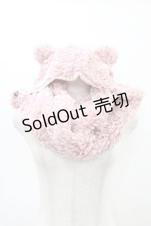 画像: ALGONQUINS / ロングシャギーラメボーダーネコフードマフラー  ピンク H-26-02-18-1015-AL-ZA-AK-ZH