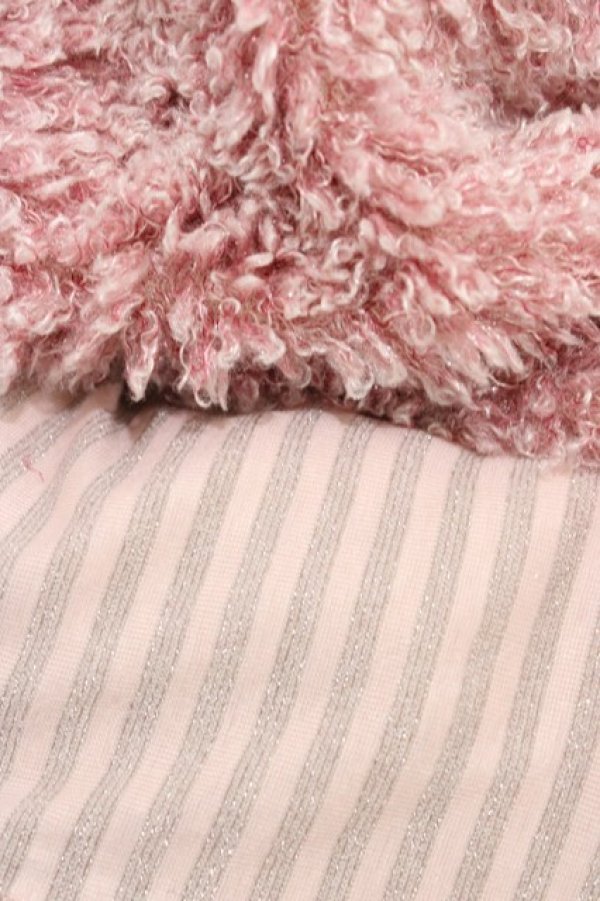 画像2: ALGONQUINS / ロングシャギーラメボーダーネコフードマフラー  ピンク H-26-02-18-1015-AL-ZA-AK-ZH (2)