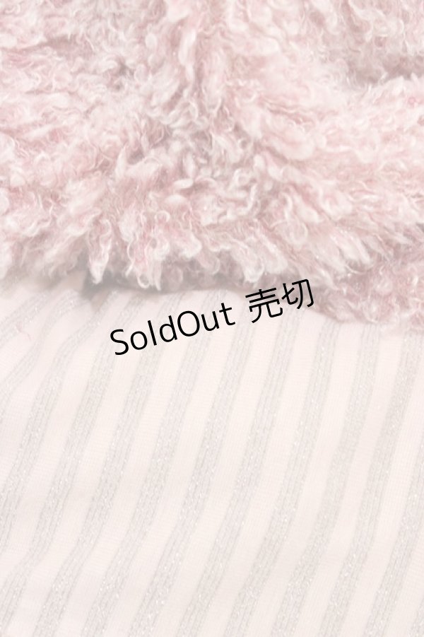 画像2: ALGONQUINS / ロングシャギーラメボーダーネコフードマフラー  ピンク H-26-02-18-1015-AL-ZA-AK-ZH (2)