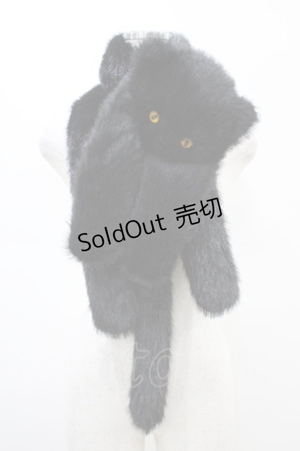 画像1: ATELIER PIERROT / Neige Neko Muffler  ブラック H-26-02-18-1016-EL-ZA-KB-ZH (1)