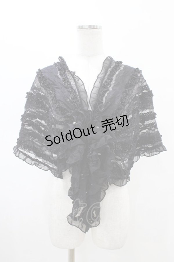 画像1: axes femme / レースフリルストール  ブラック H-26-02-18-1017-AX-ZA-KB-ZH (1)