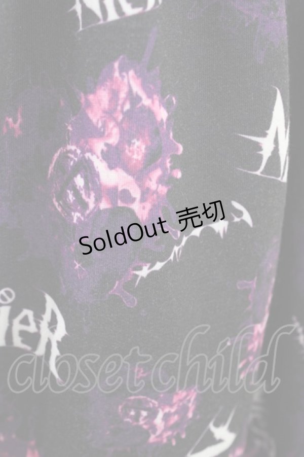 画像3: NieR Clothing / プリント切替サルエルパンツ  黒×紫 H-26-02-18-1022-PU-PA-KB-ZH (3)