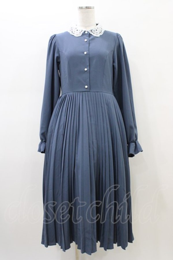 画像1: m petit by misako / AM*レースエリプリーツワンピース M ブルー H-26-02-18-1029-LO-OP-KB-ZH (1)