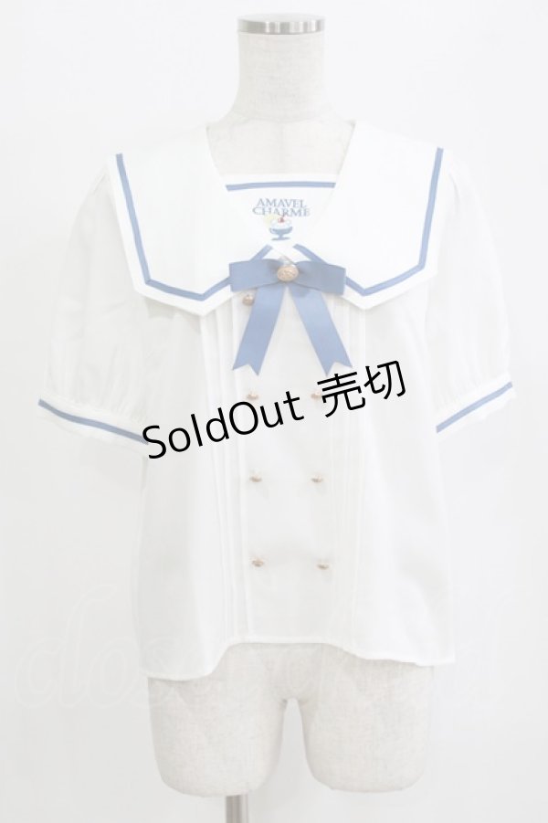 画像1: Amavel / くまさんアイスセーラーブラウス Free オフ/ブルー H-26-02-18-066-CA-BL-NS-ZH (1)