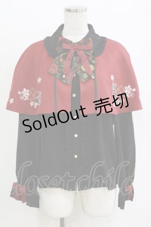 画像: Amavel / 鈴猫みくじの縁結ケープ付ブラウス Free ブラック/レッド H-26-02-18-067-CA-BL-NS-ZH