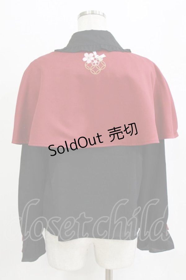 画像3: Amavel / 鈴猫みくじの縁結ケープ付ブラウス Free ブラック/レッド H-26-02-18-067-CA-BL-NS-ZH (3)