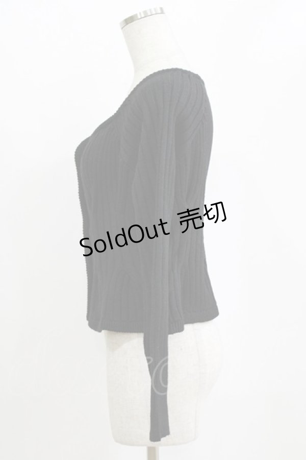 画像2: Fi.n.t / コルセット風タックニットカーディガン Free BLACK H-26-02-18-069-CA-TO-NS-ZH (2)