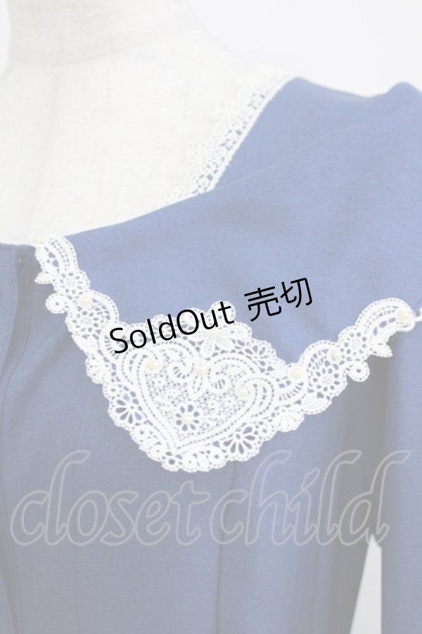 画像4: Innocent World / ハートレースワンピース M サファイアブルー×生成 /Sapphire Blue×Beige H-26-02-18-010-IW-OP-NS-ZH (4)