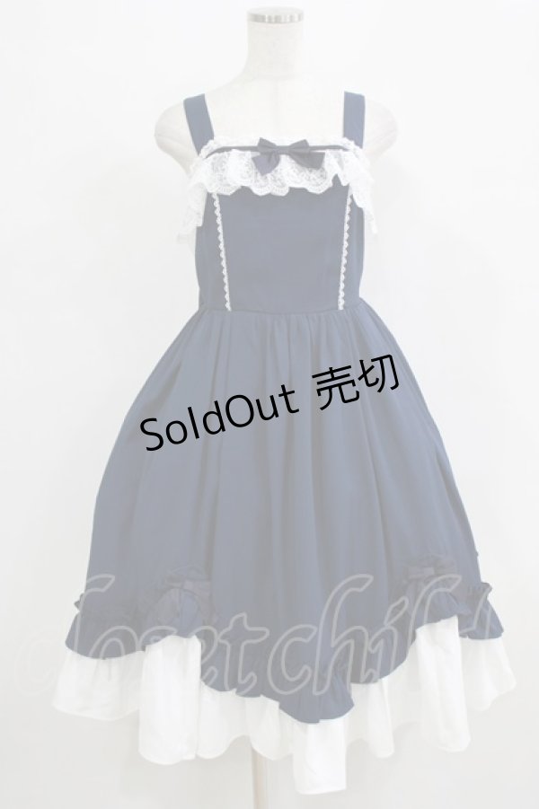 画像1: Chalmiere / 不思議の国のジャンパースカート M ネイビー H-26-02-18-002-0-OP-NS-ZH (1)