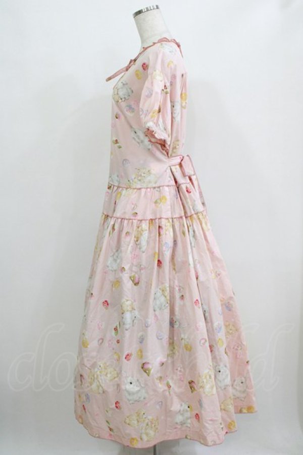 画像2: PINK HOUSE / 幸見うさぎプリントティアードワンピース Free ピンク H-26-02-18-013-LO-OP-NS-ZH (2)