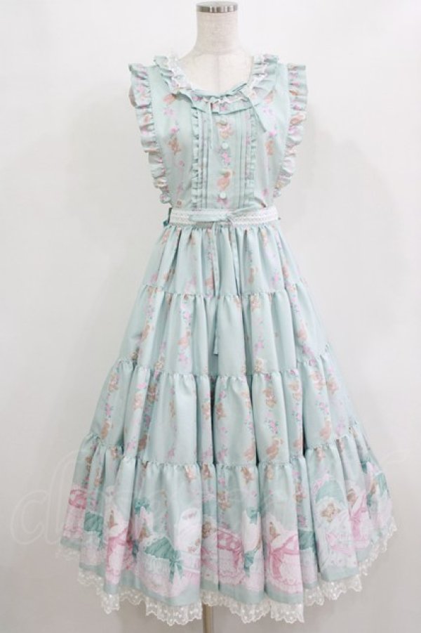 画像1: Angelic Pretty / 夢見るTiny Bearエプロン風ティアードスカート Free ミント H-26-02-18-014-AP-OP-NS-ZH (1)
