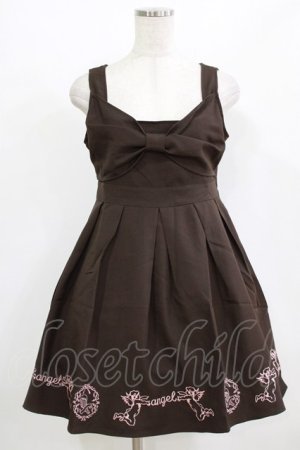 画像: Ank Rouge / 天使刺繍リボンジャンパースカート M ブラウン H-26-02-18-019-CA-OP-NS-ZH
