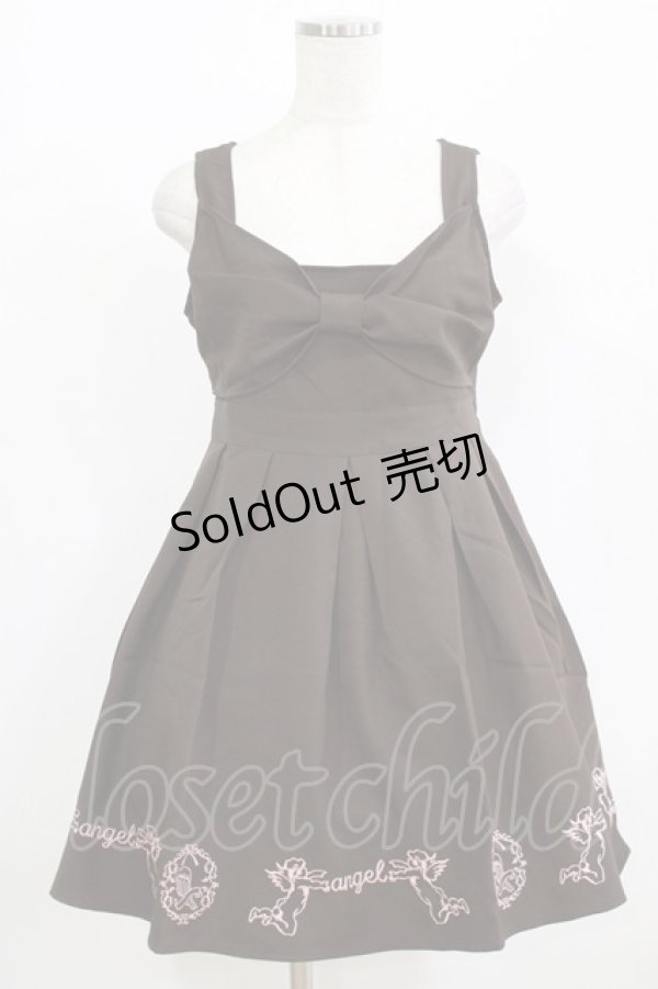 画像1: Ank Rouge / 天使刺繍リボンジャンパースカート M ブラウン H-26-02-18-019-CA-OP-NS-ZH (1)